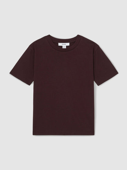 9-13 yrs Cotton Crew-Neck T-Shirt in Bordeaux | Reiss Children & Baby Popular