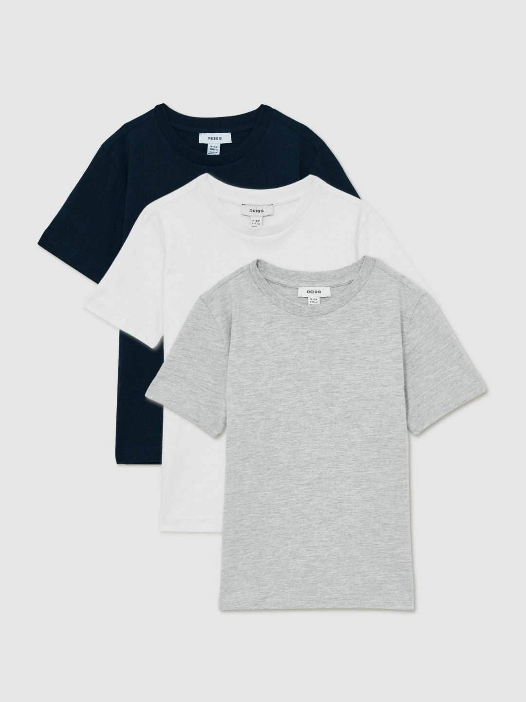 3-9 yrs Cotton Crew-Neck T-Shirts 3 Pack in White/Navy/Soft Grey | Reiss Children & Baby Popular
