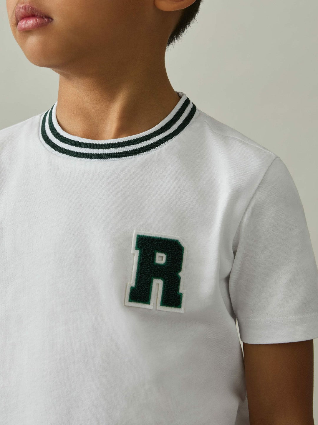 9-13 yrs Cotton Letter Patch T-Shirt in White | Reiss Children & Baby Best Seller