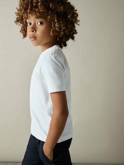 3-9 yrs Cotton Crew-Neck T-Shirt in White | Reiss Children & Baby Premium
