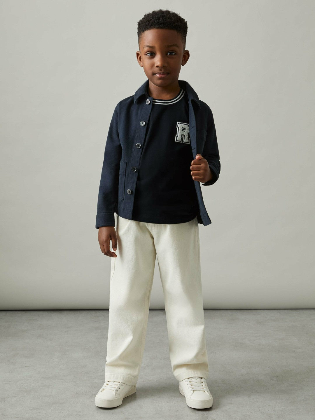 9-13 yrs Cotton Letter Patch T-Shirt in Navy | Reiss Children & Baby Trending