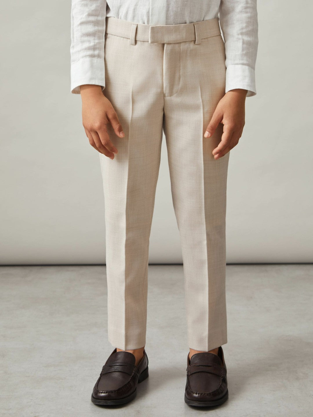 3-9 yrs Slim-Fit Trousers With Wool in Stone | Reiss Children & Baby Featured