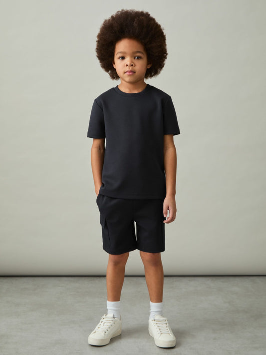 3-9 yrs Interlock-Jersey Crew-Neck T-Shirt in Navy | Reiss Children & Baby Recommended