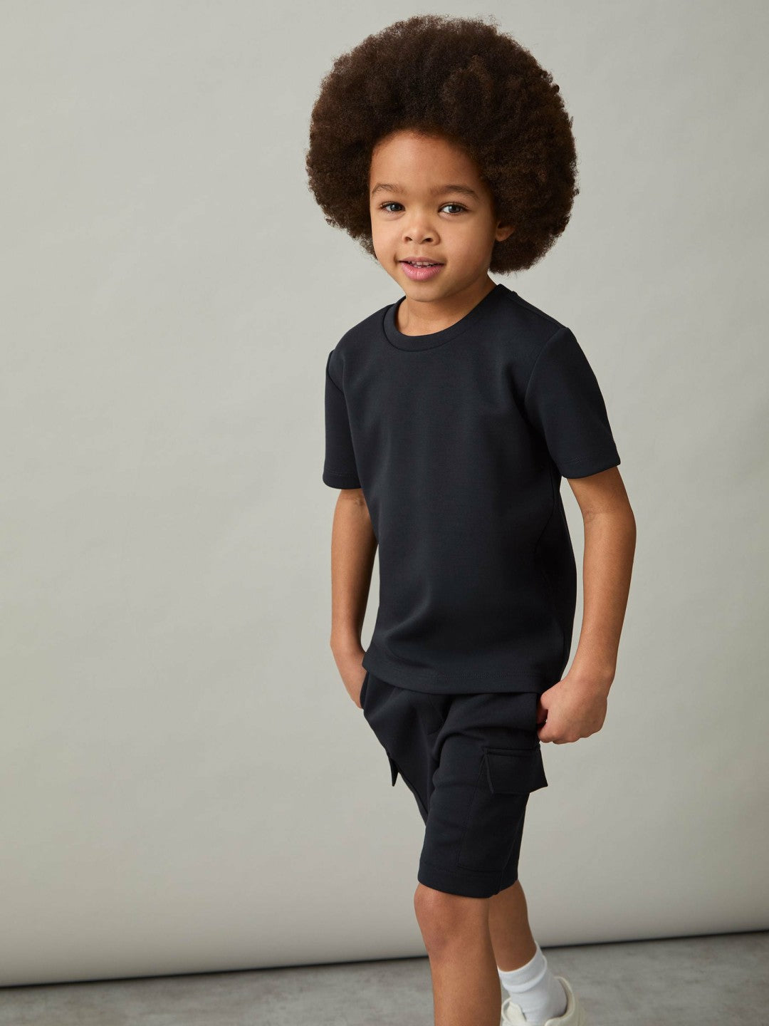3-9 yrs Interlock-Jersey Crew-Neck T-Shirt in Navy | Reiss Children & Baby Recommended