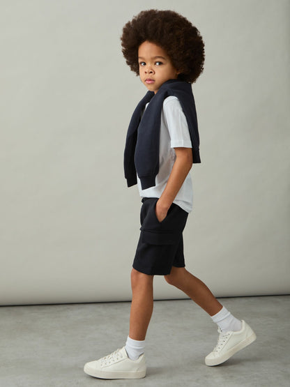 9-13 yrs Interlock-Jersey Cargo Shorts in Navy | Reiss Children & Baby Popular