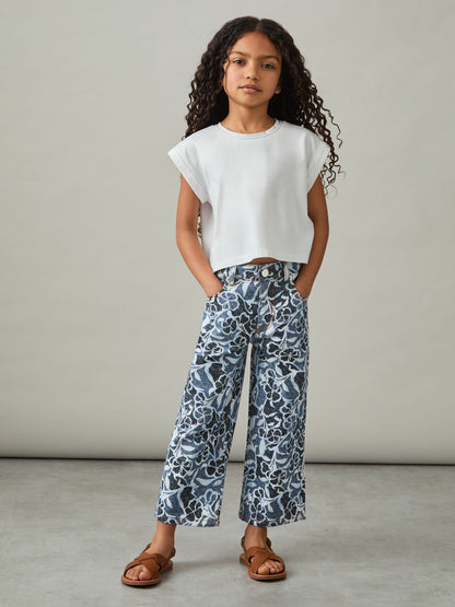 9-13 yrs Floral-Print Straight-Leg Jeans in Blue | Reiss Children & Baby Popular