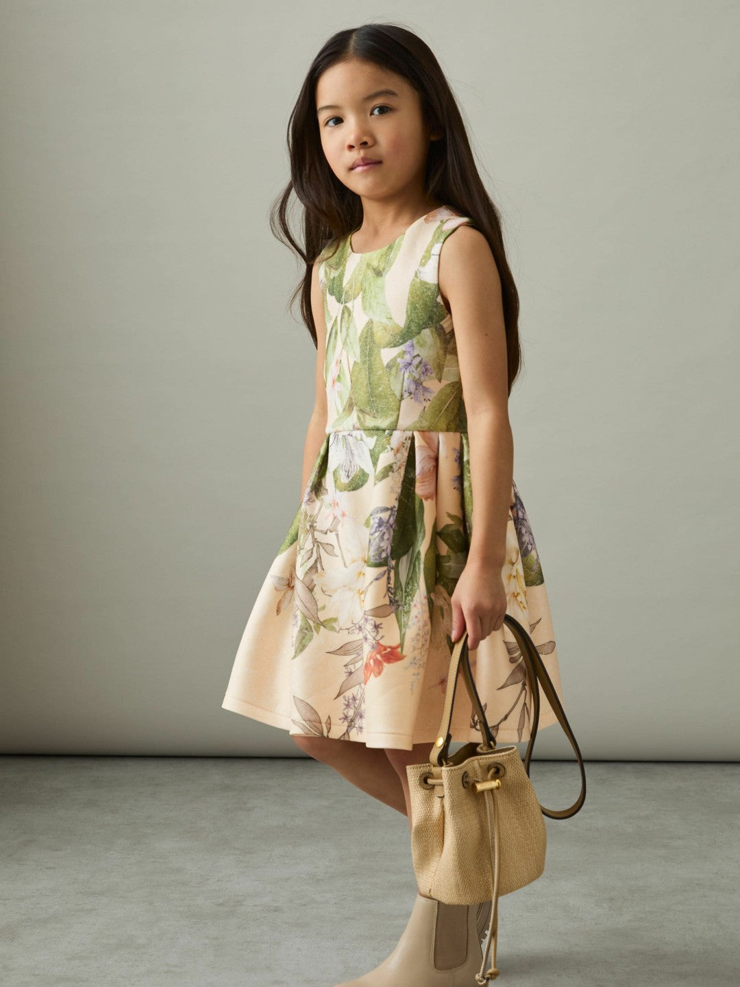 4-9 yrs Floral Scuba Sleeveless Dress in Pink Print | Reiss Children & Baby Premium