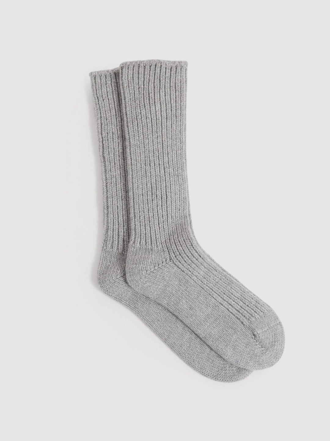 Rib-Knit Socks With Cashmere in Grey | Reiss Women New