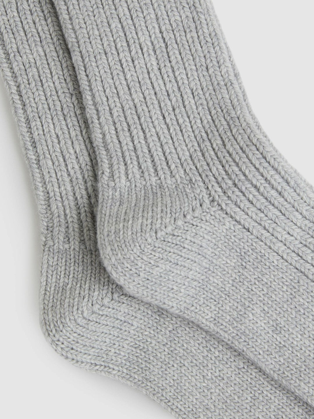 Rib-Knit Socks With Cashmere in Grey | Reiss Women New