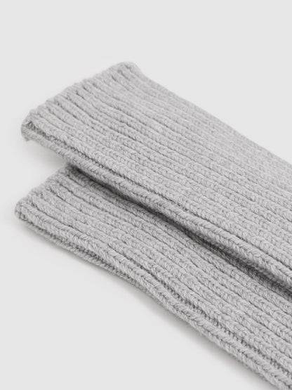 Rib-Knit Socks With Cashmere in Grey | Reiss Women New