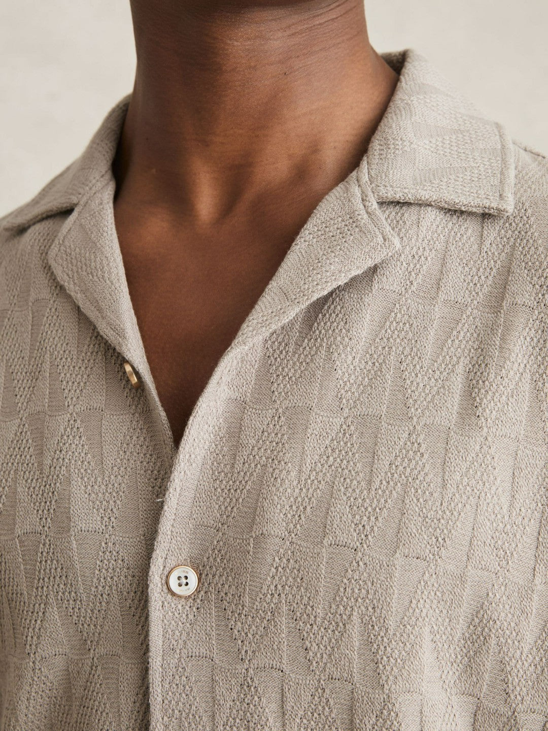 Cotton Textured Cuban-Collar Shirt in Mink Brown | Reiss Men Recommended