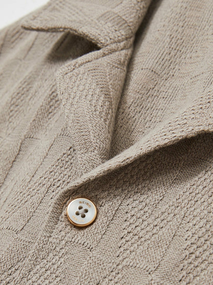Cotton Textured Cuban-Collar Shirt in Mink Brown | Reiss Men Recommended