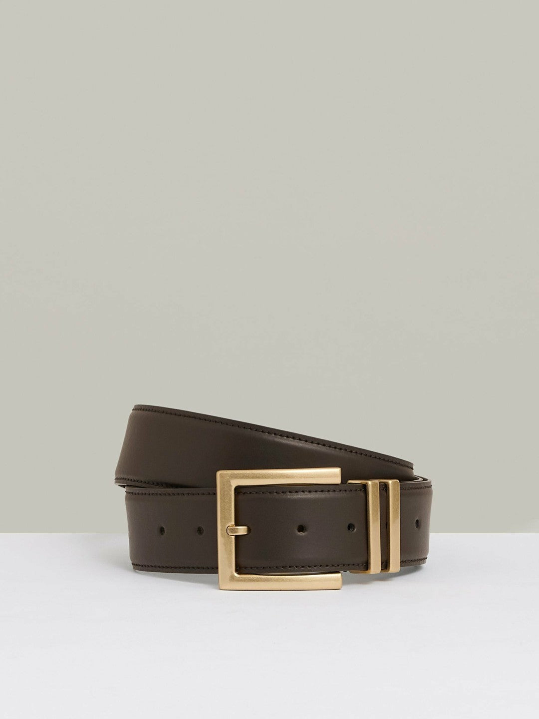 Leather Square Buckle Belt in Chocolate | Reiss Women Best Seller