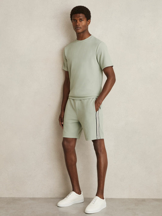 Textured Crew-Neck T-Shirt in Sage Green | Reiss Men Featured