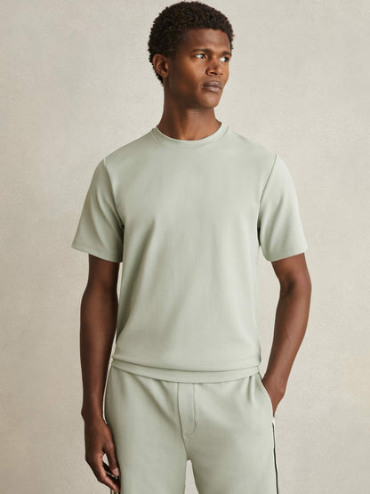 Textured Crew-Neck T-Shirt in Sage Green | Reiss Men Featured