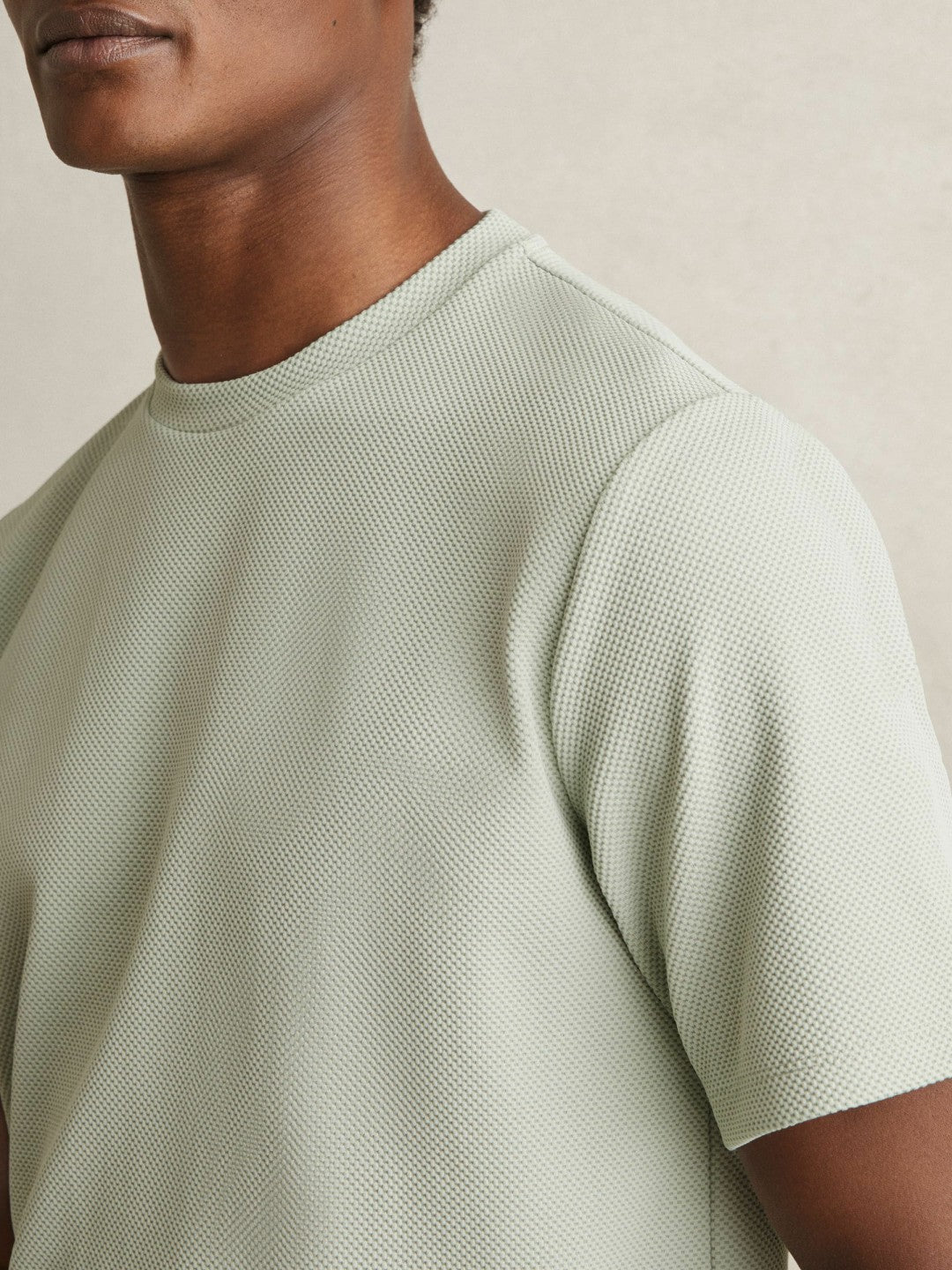 Textured Crew-Neck T-Shirt in Sage Green | Reiss Men Featured