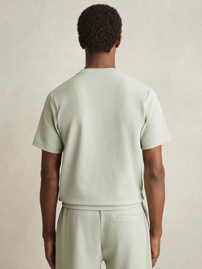Textured Crew-Neck T-Shirt in Sage Green | Reiss Men Featured