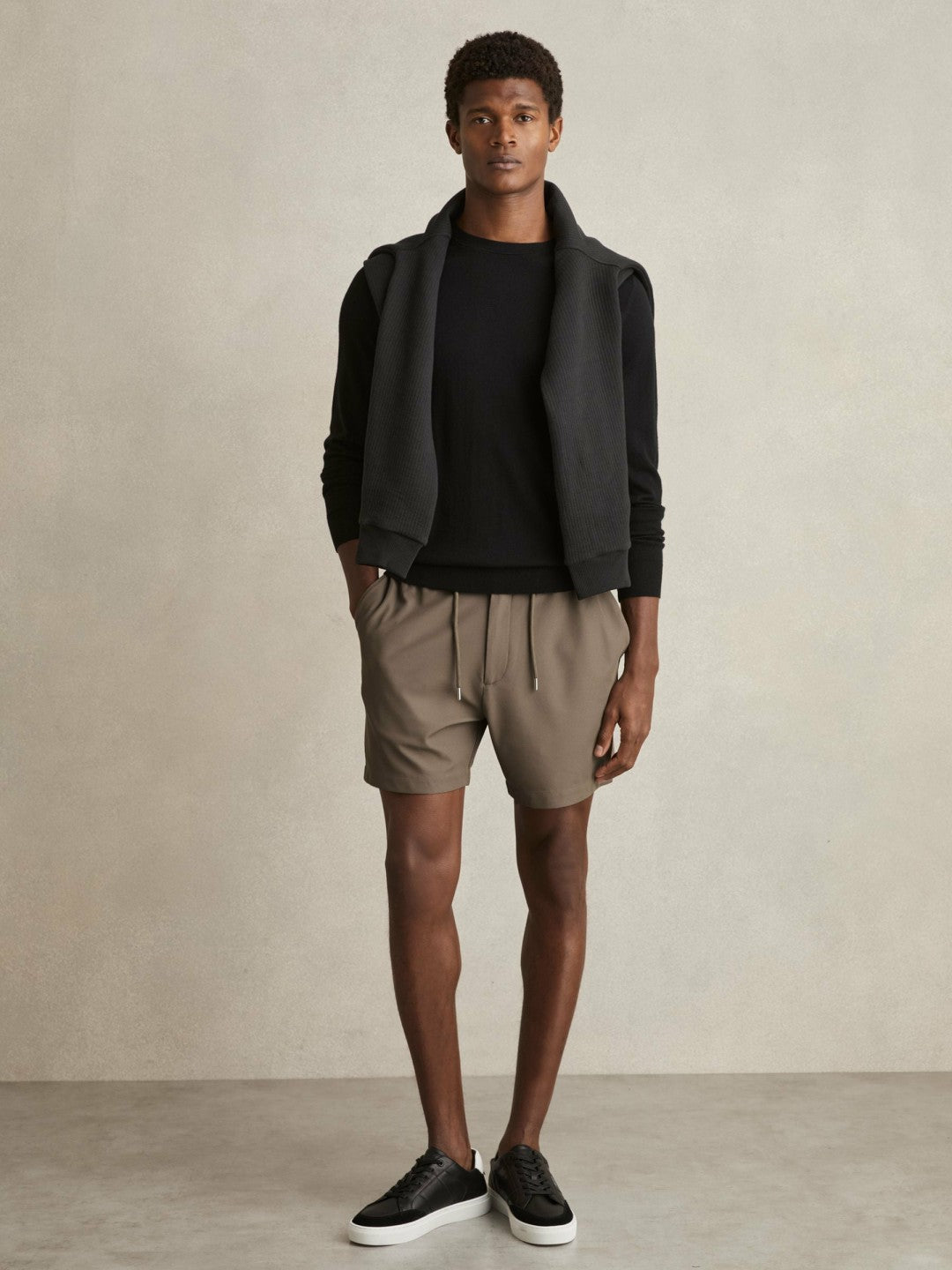 Textured Drawstring Shorts in Mocha Brown | Reiss Men Trending