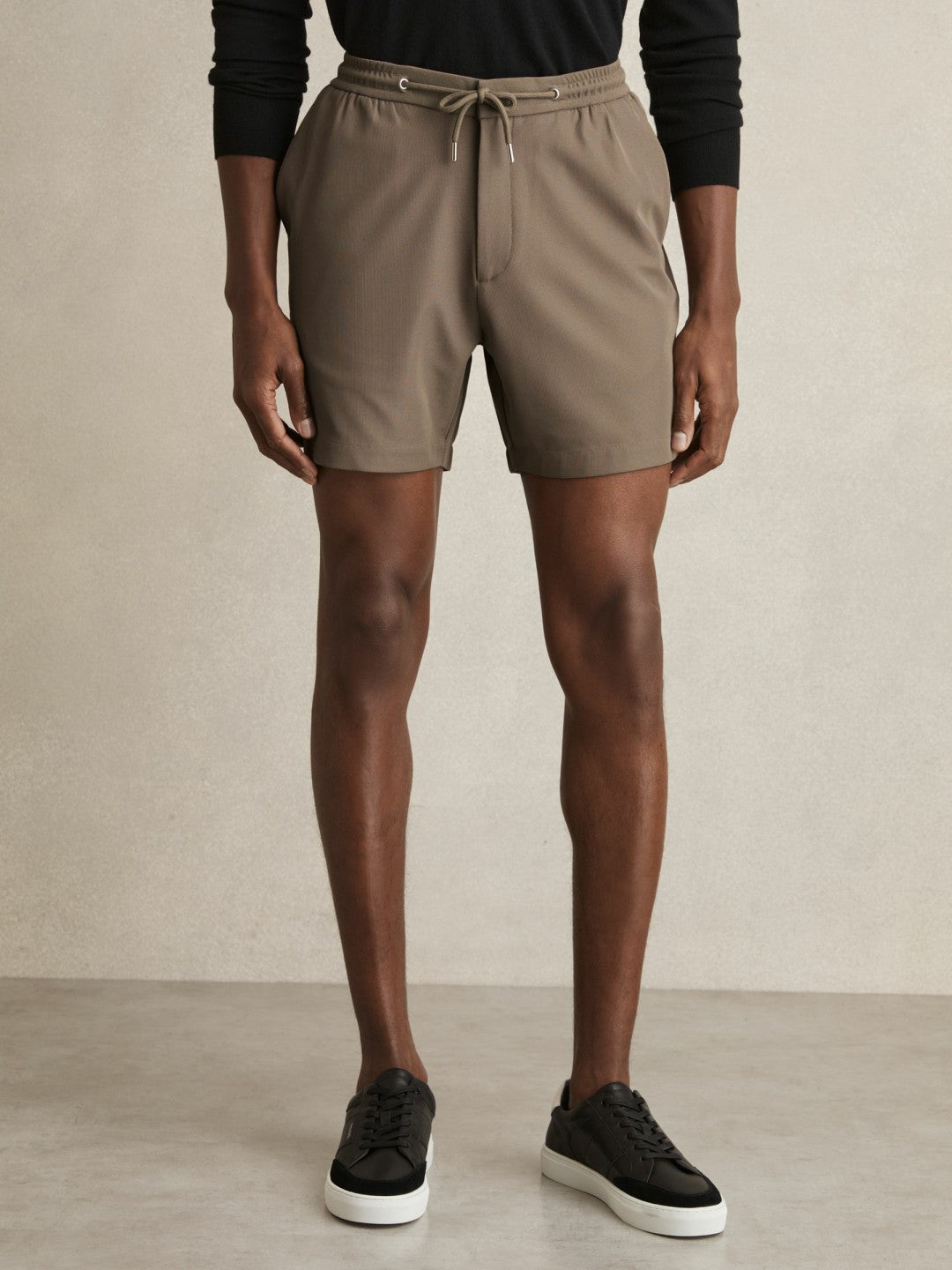 Textured Drawstring Shorts in Mocha Brown | Reiss Men Trending