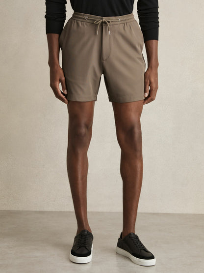 Textured Drawstring Shorts in Mocha Brown | Reiss Men Trending