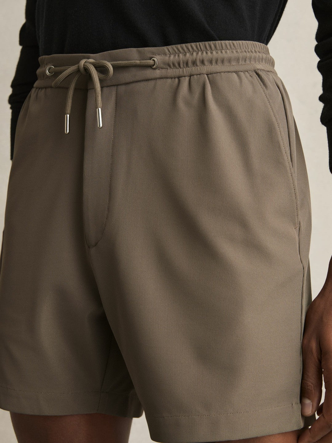 Textured Drawstring Shorts in Mocha Brown | Reiss Men Trending