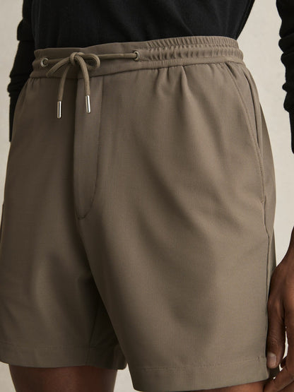 Textured Drawstring Shorts in Mocha Brown | Reiss Men Trending