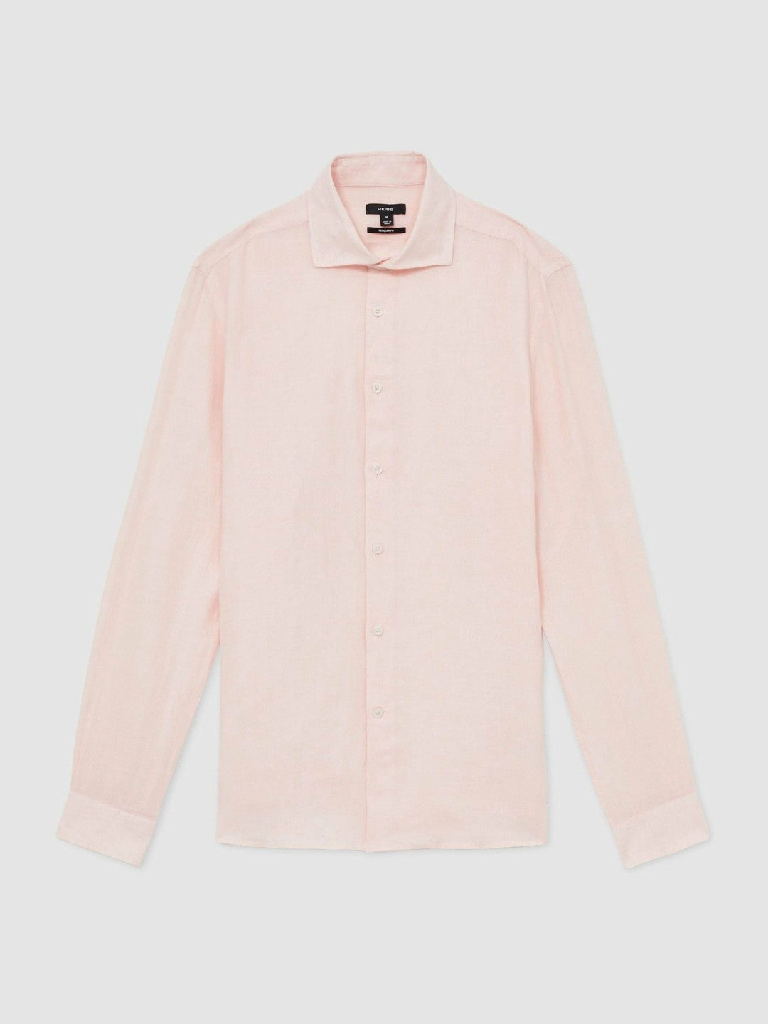 Linen Button-Through Shirt in Prep Pink | Reiss Men Premium