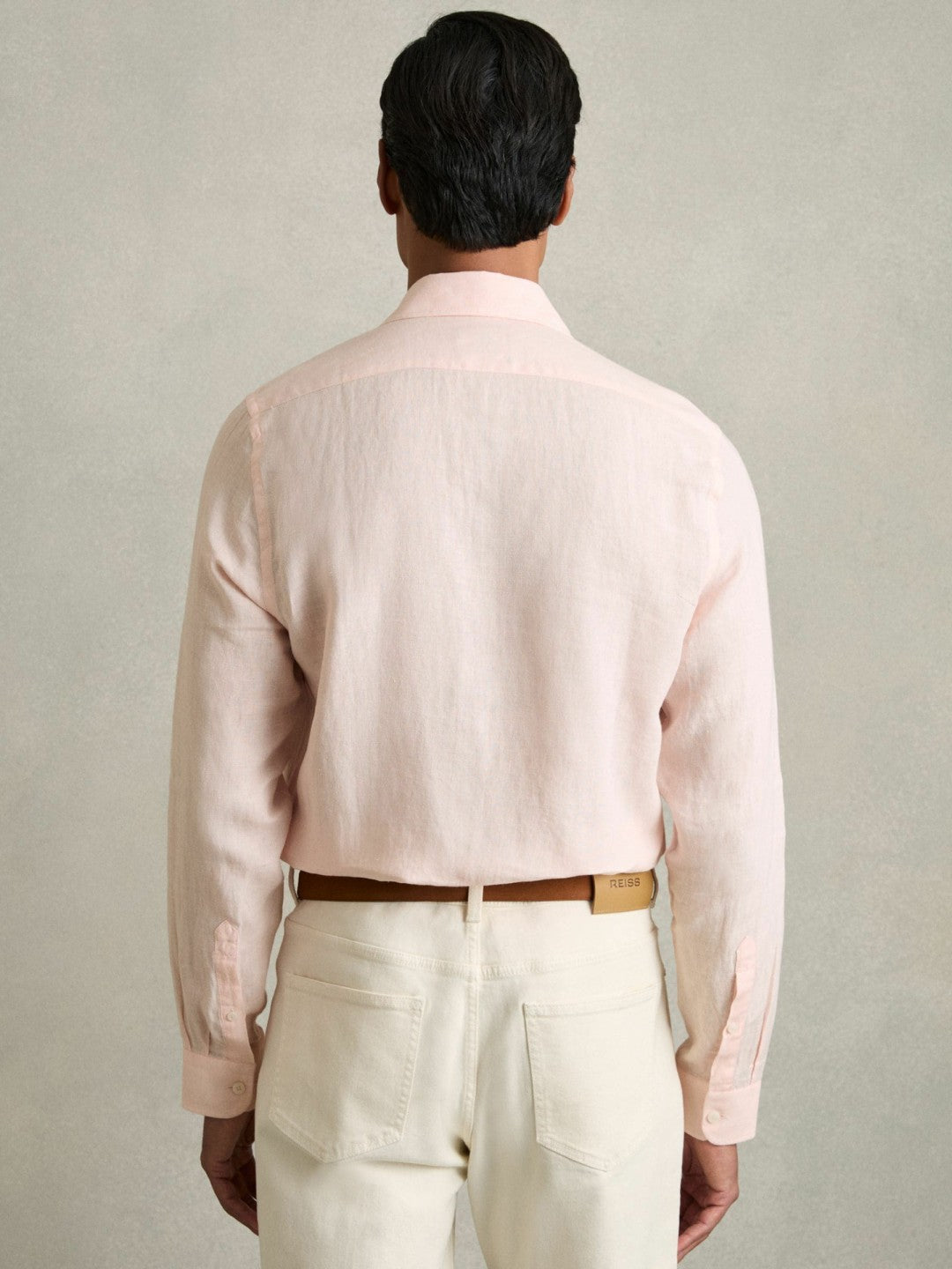 Linen Button-Through Shirt in Prep Pink | Reiss Men Premium