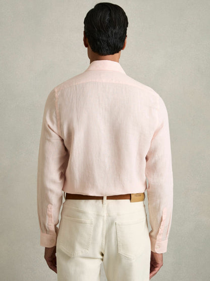 Linen Button-Through Shirt in Prep Pink | Reiss Men Premium