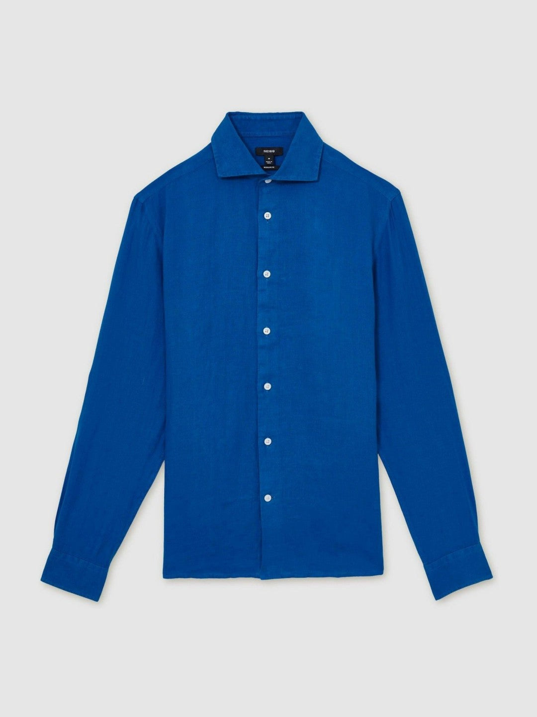 Linen Button-Through Shirt in Bright Blue | Reiss Men Exclusive