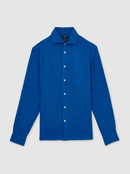 Linen Button-Through Shirt in Bright Blue | Reiss Men Exclusive
