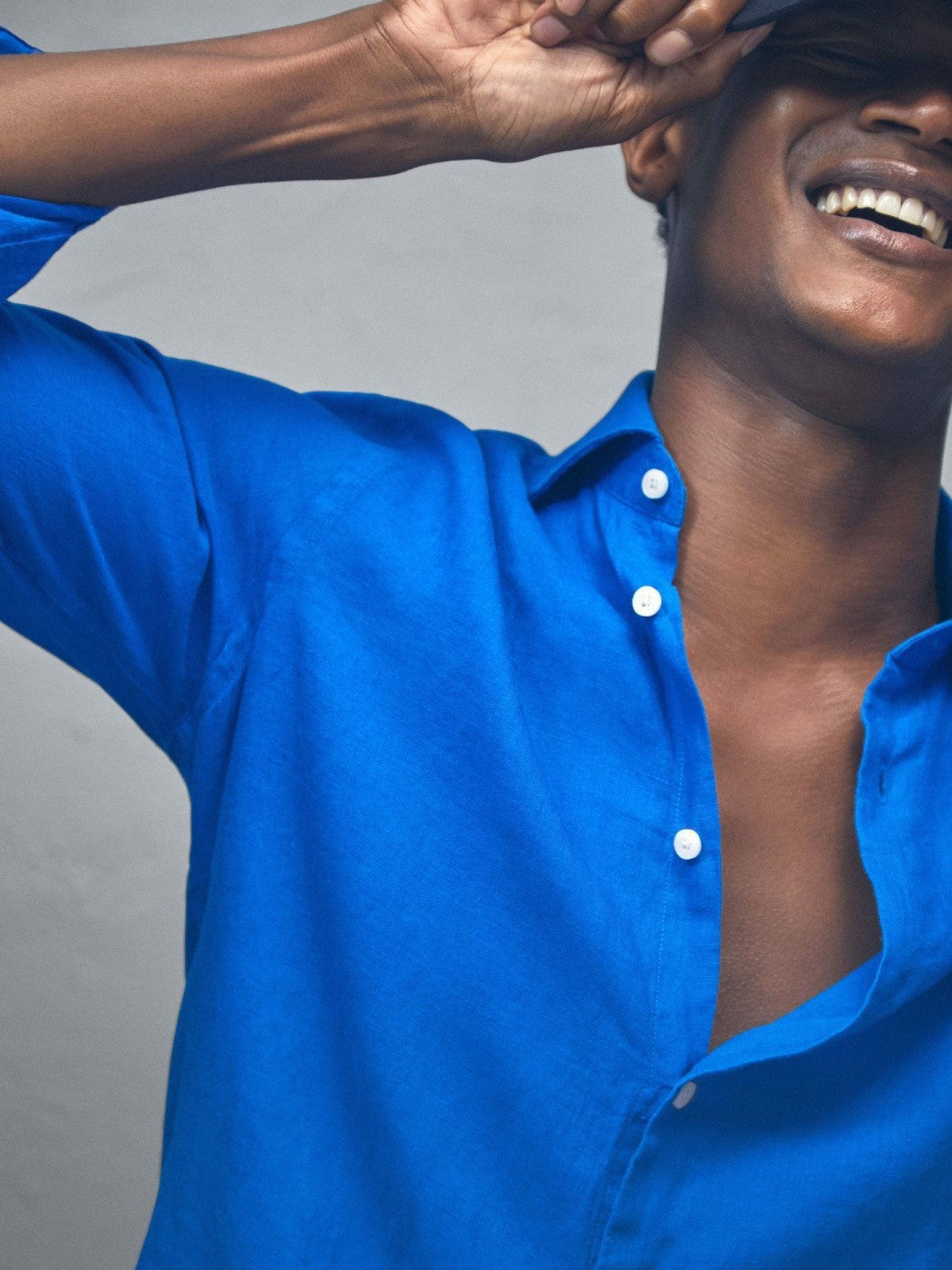 Linen Button-Through Shirt in Bright Blue | Reiss Men Exclusive