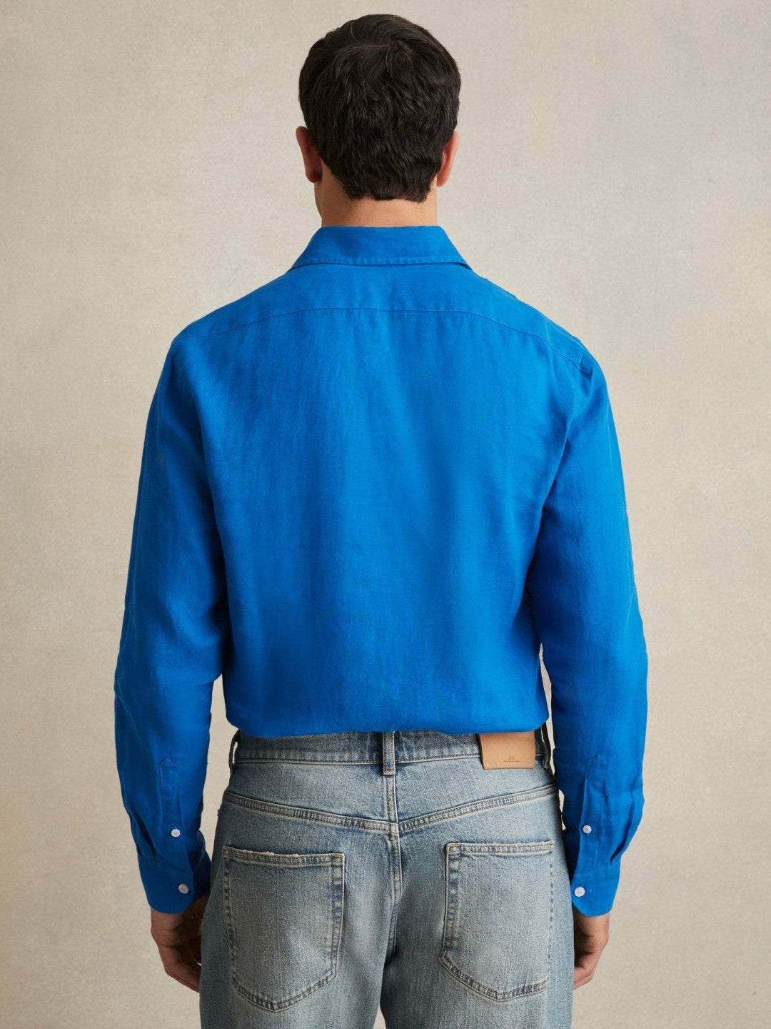 Linen Button-Through Shirt in Bright Blue | Reiss Men Exclusive