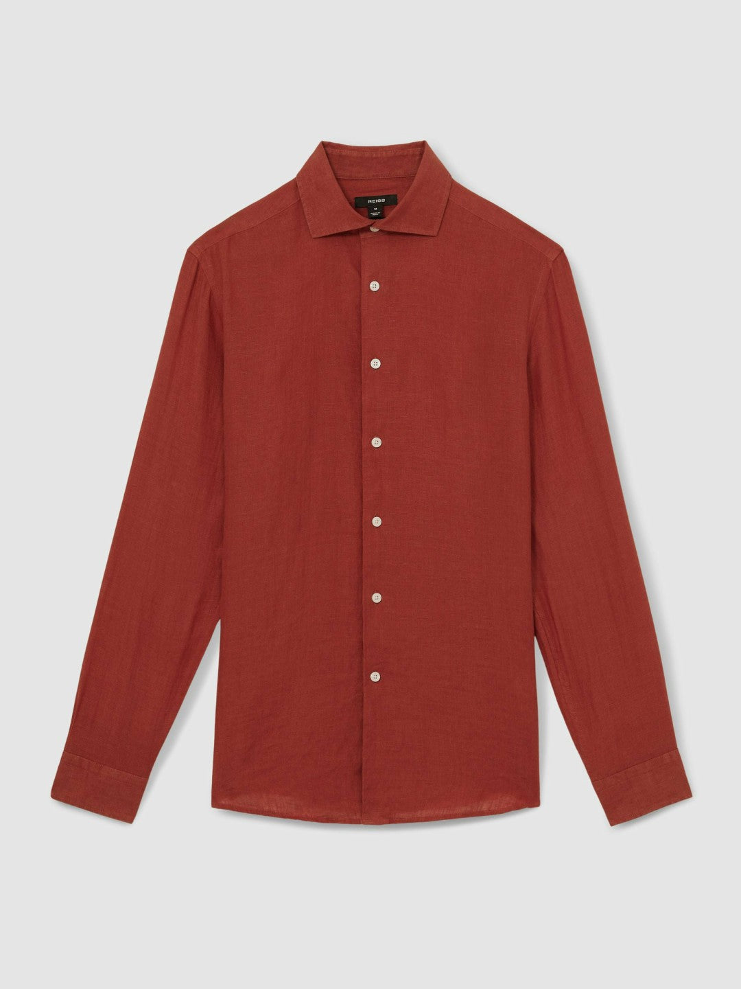 Linen Button-Through Shirt in Paprika Red | Reiss Men Premium