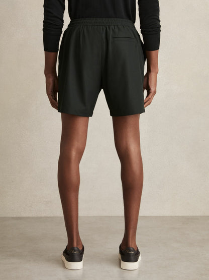Textured Drawstring Shorts in Dark Green | Reiss Men Recommended