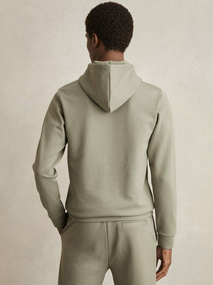 Interlock Jersey Drawstring Hoodie in Sage | Reiss Men Trending