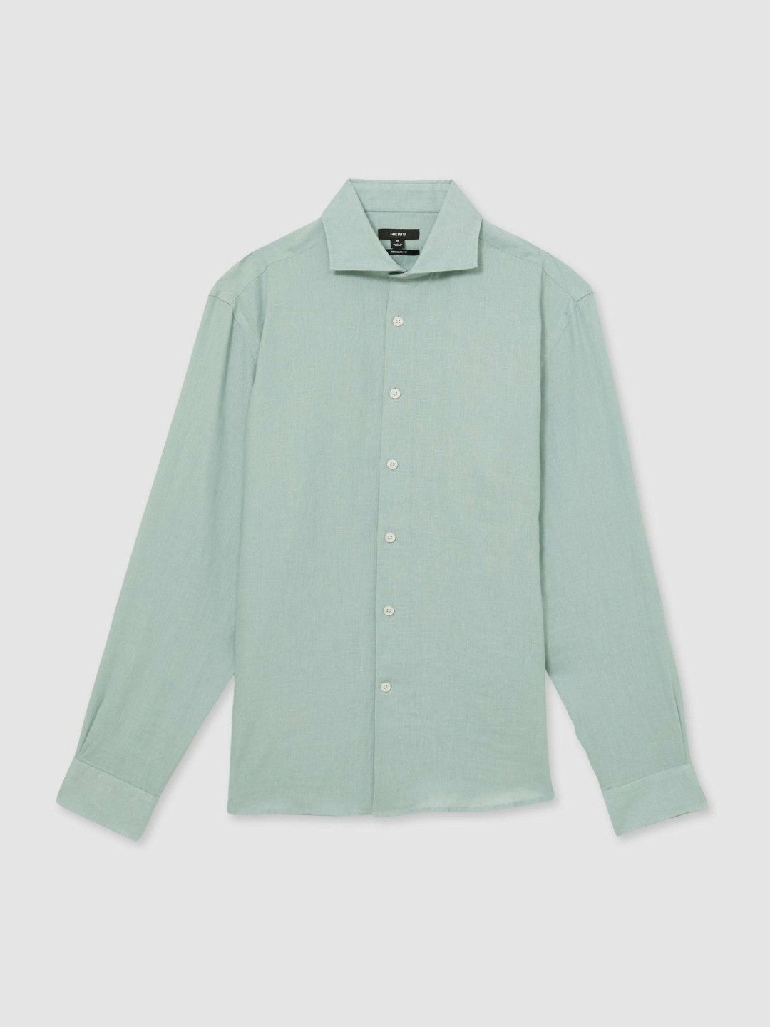 Linen Button-Through Shirt in Ocean Green | Reiss Men Exclusive