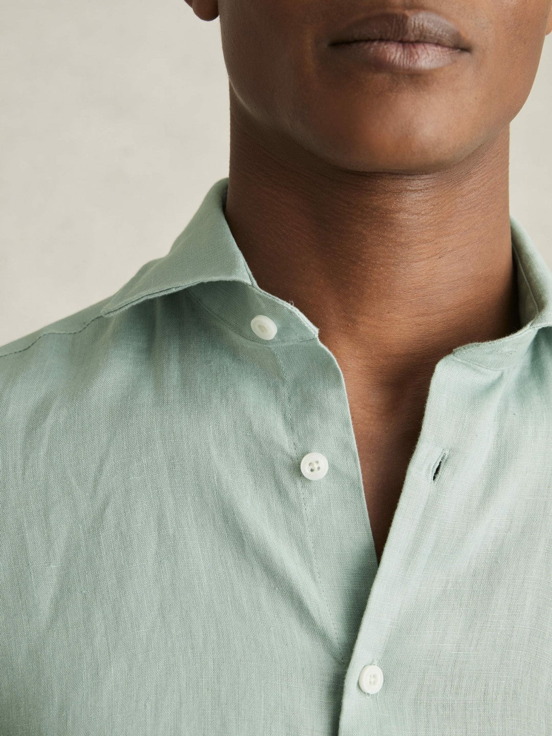 Linen Button-Through Shirt in Ocean Green | Reiss Men Exclusive