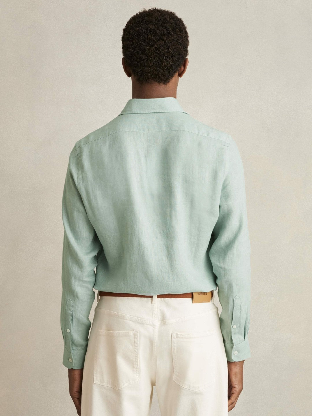Linen Button-Through Shirt in Ocean Green | Reiss Men Exclusive
