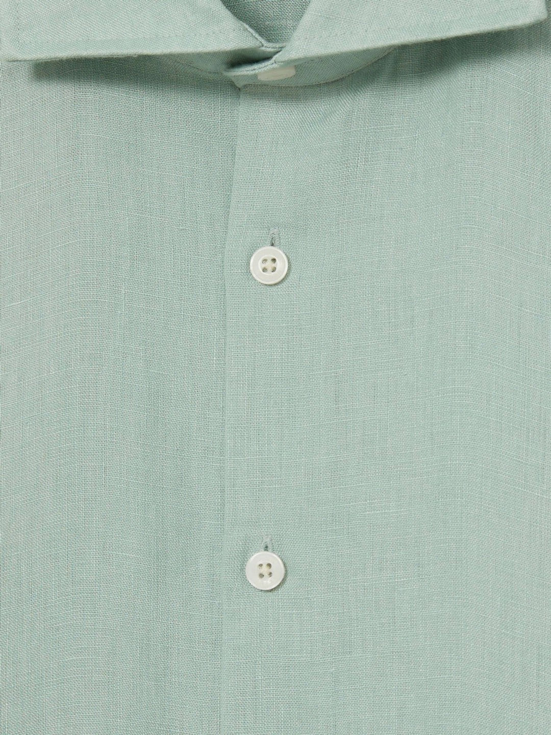 Linen Button-Through Shirt in Ocean Green | Reiss Men Exclusive
