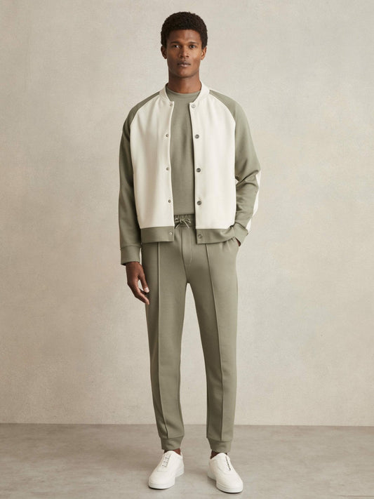 Drawstring Jersey Joggers in Sage | Reiss Men Featured
