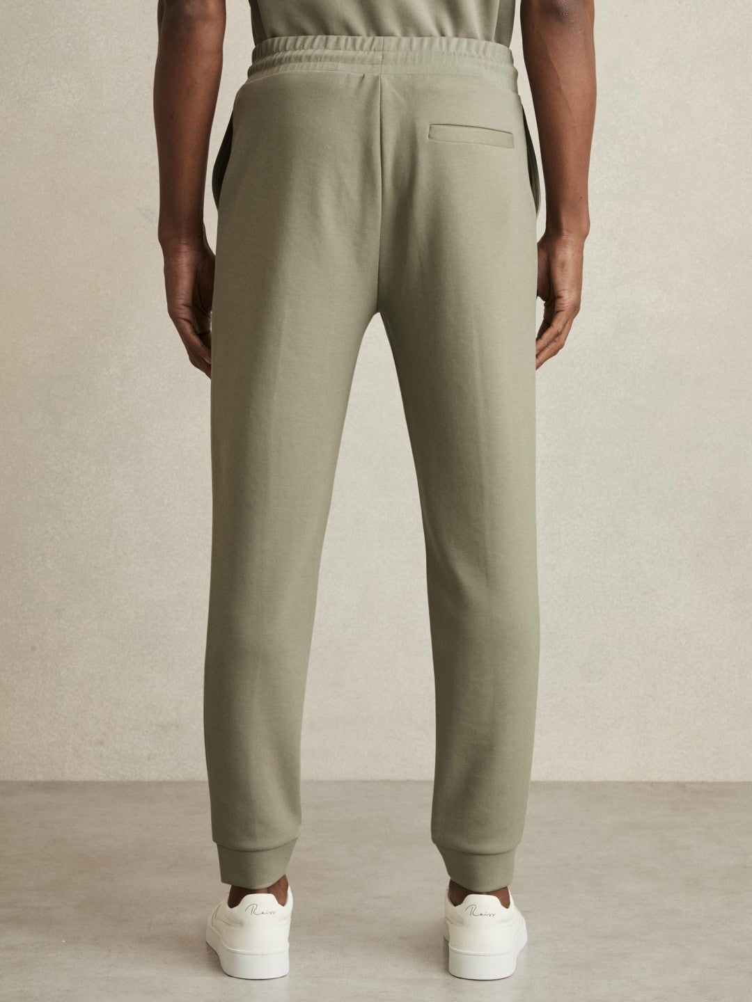 Drawstring Jersey Joggers in Sage | Reiss Men Featured
