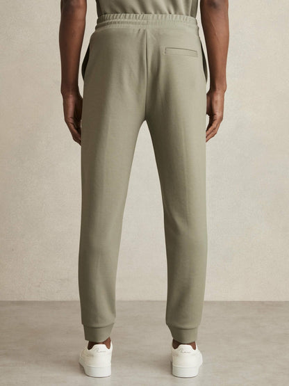 Drawstring Jersey Joggers in Sage | Reiss Men Featured