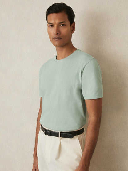 Cotton Crew Neck T-Shirt in Mint Green | Reiss Men Recommended