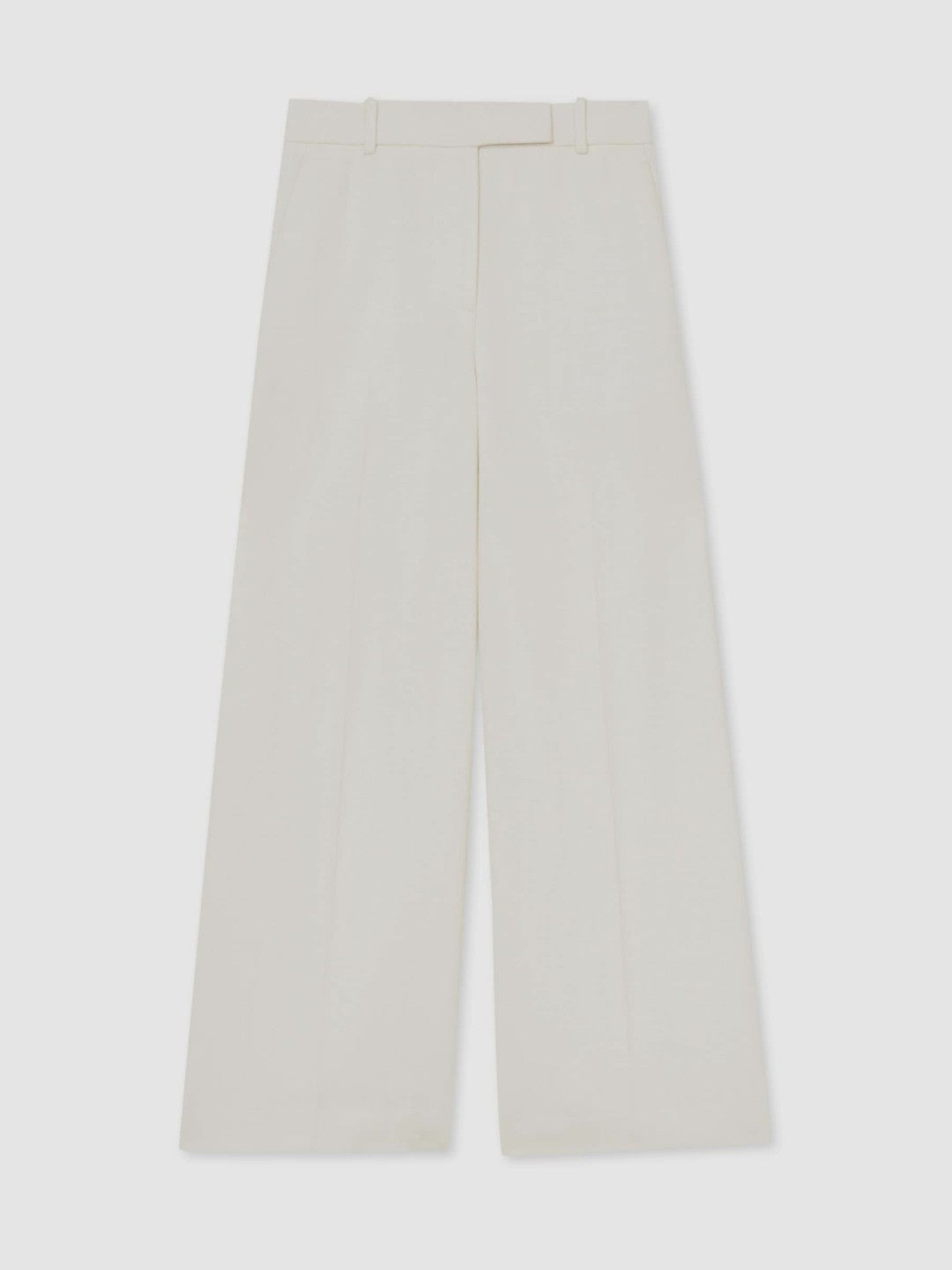Petite Linen-Blend Wide-Leg Trousers in White | Reiss Women Premium