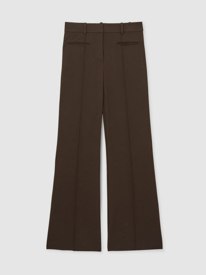 High Rise Flared Trousers in Chocolate Brown | Reiss Women Trending
