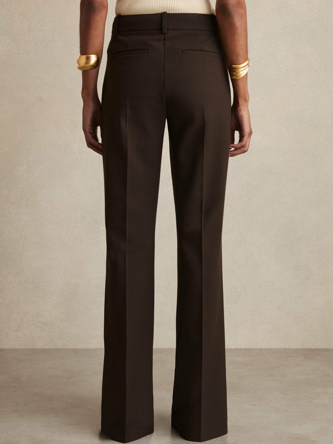 High Rise Flared Trousers in Chocolate Brown | Reiss Women Trending