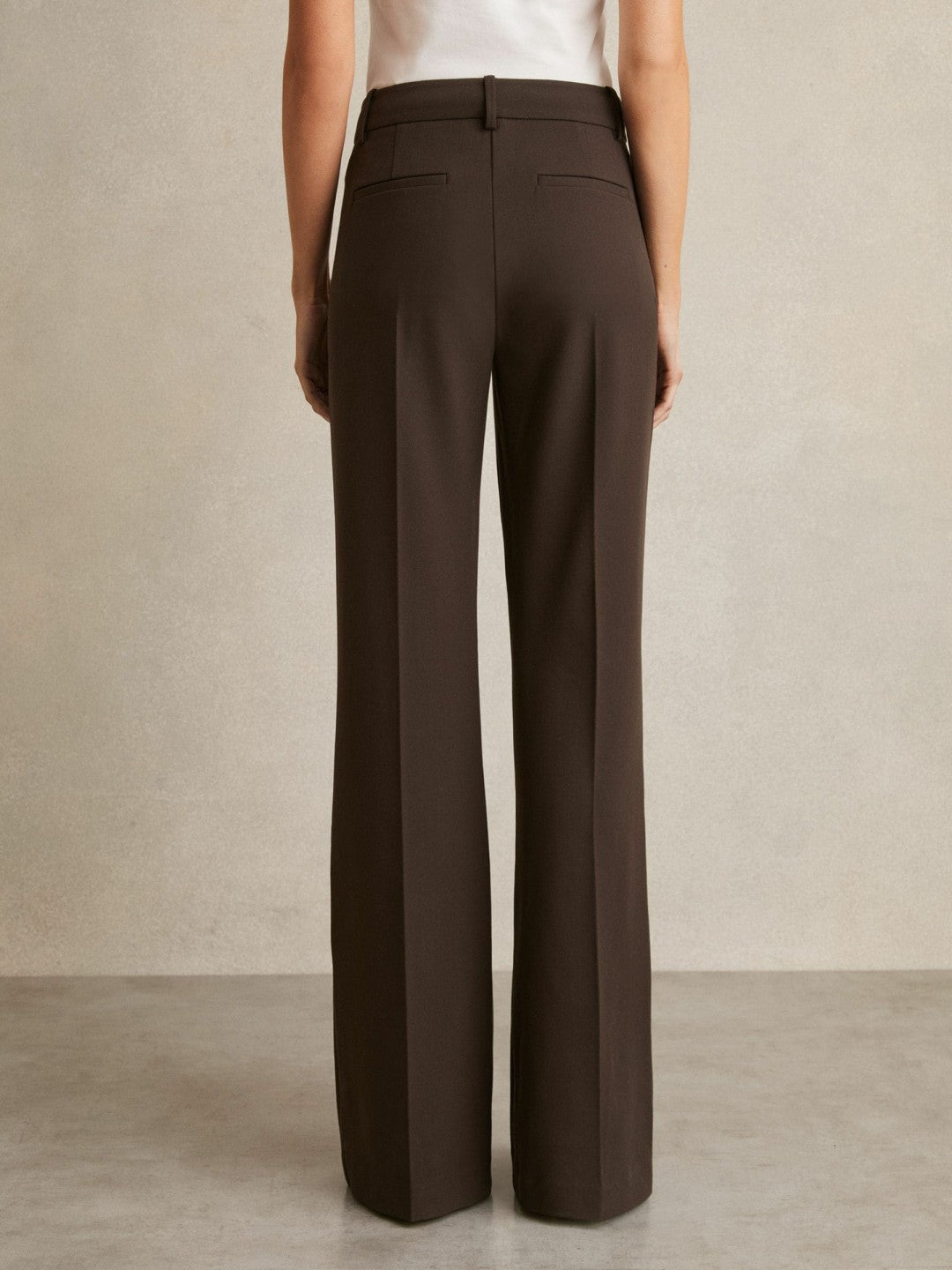 Petite High Rise Flared Trousers in Chocolate Brown | Reiss Women Best Seller