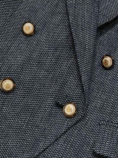 Linen-Cotton Double-Breasted Blazer in Navy | Reiss Women Popular