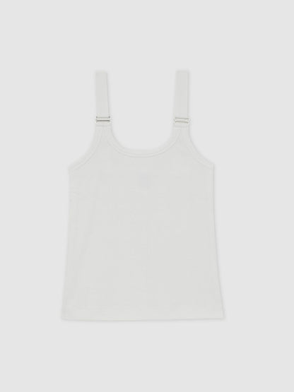Stretch-Cotton D-Ring Strap Vest in White | Reiss Women Best Seller